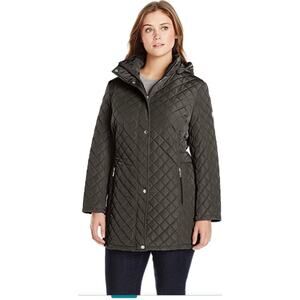 Calvin Klein Zip Quilt Removable Hood Coat small